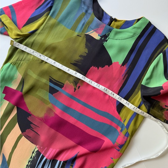 Nicole Miller Collection Silk Blend Abstract Multicolor T-Shirt Shift Dress 6 - Picture 11 of 13